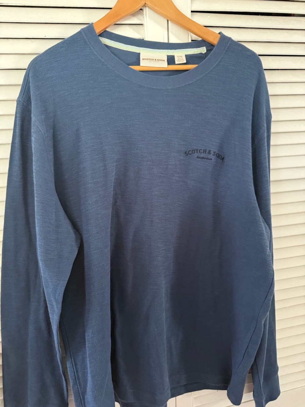 Scotch & Soda Men's Long Sleeve Crewneck Shirt - Slate Blue